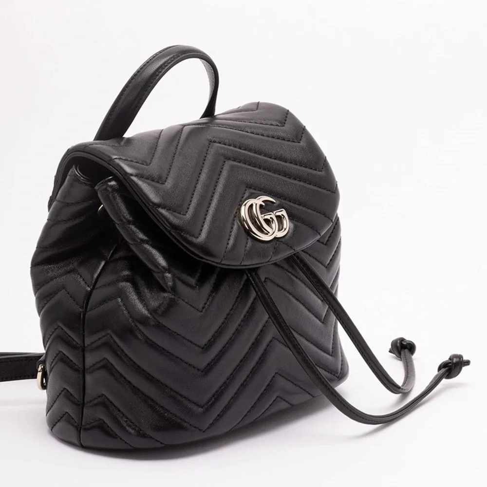 GUCCI Marmont Mini GG Logo Quilted Leather Backpack